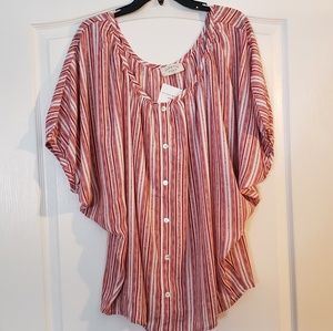 Red and white striped blouse
